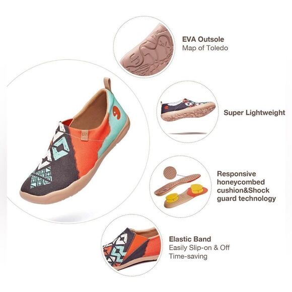 UIN Women's Walking Shoes Casual Lightweight Comfort Sneaker (Spirit Pattern) - Picture 5 of 7